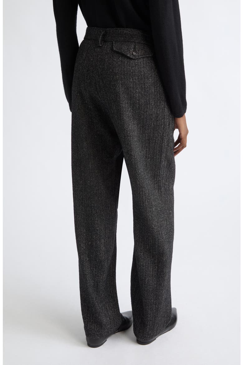Linen & Wool Blend Herringbone Pleated Trousers, Alternate, color, WOOL HERRINGBONE