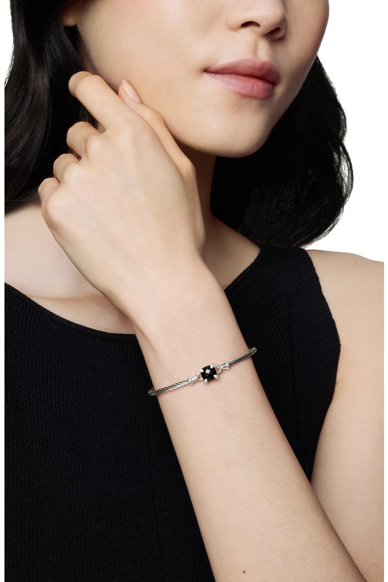 Chatelaine® Bracelet in Sterling Silver with Semiprecious Stones and Diamonds, 3mm, Alternate, color, BLACK ONYX