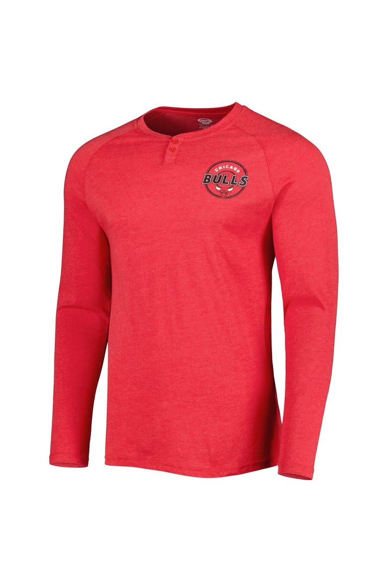 Men's Concepts Sport Heathered Red Chicago Bulls Left Chest Henley Raglan Long Sleeve T-Shirt, Alternate, color, Heather Red