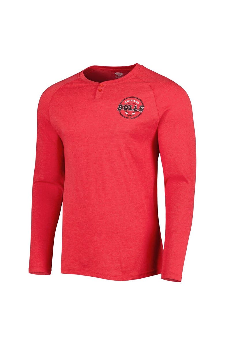 CONCEPTS SPORT Men's Concepts Sport Heathered Red Chicago Bulls Left Chest Henley Raglan Long Sleeve T-Shirt, Alternate, color, Heather Red
