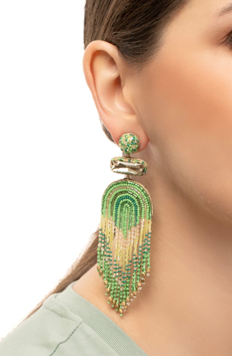Deepa Gurnani Ishani Beaded Drop Earrings, Alternate, color, Lime