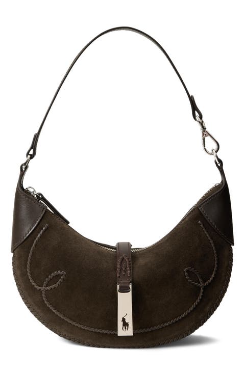 Mini Polo ID Whipstitch Suede & Leather Shoulder Bag