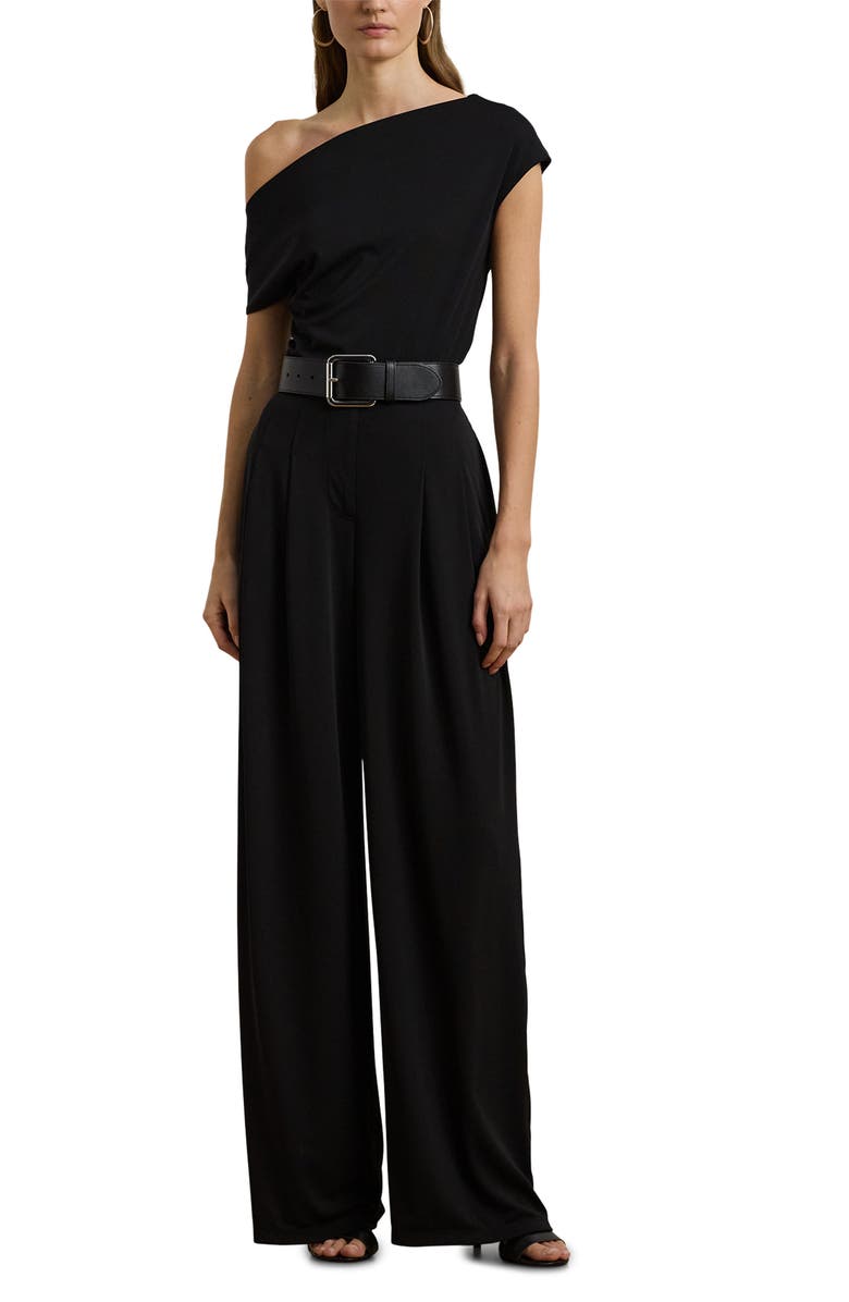 Lauren Ralph Lauren Pleated Wide Leg Knit Pants, Alternate, color, Black