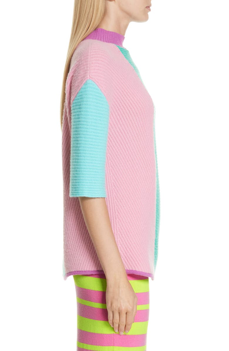 Victor Glemaud Stripe Short Sleeve Cashmere Sweater, Alternate, color,