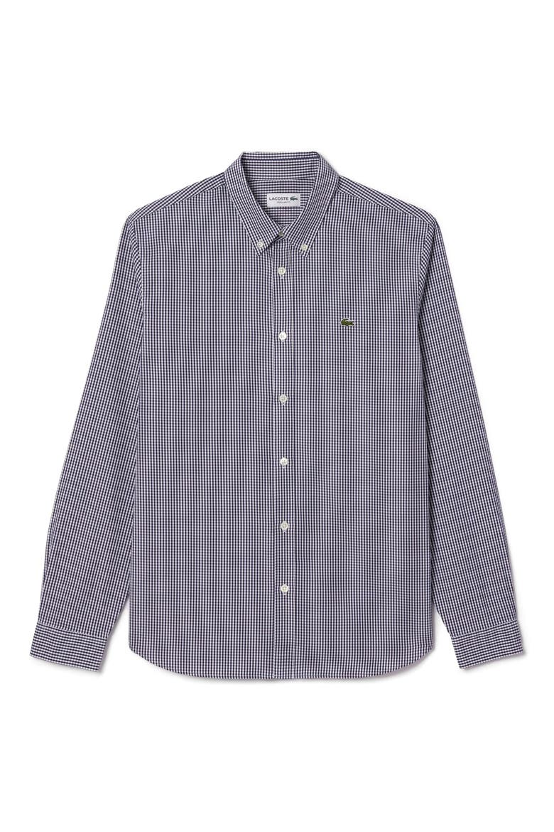 Checker Cotton Pinpoint Button-Down Shirt, Alternate, color, WHITE/ NAVY BLUE