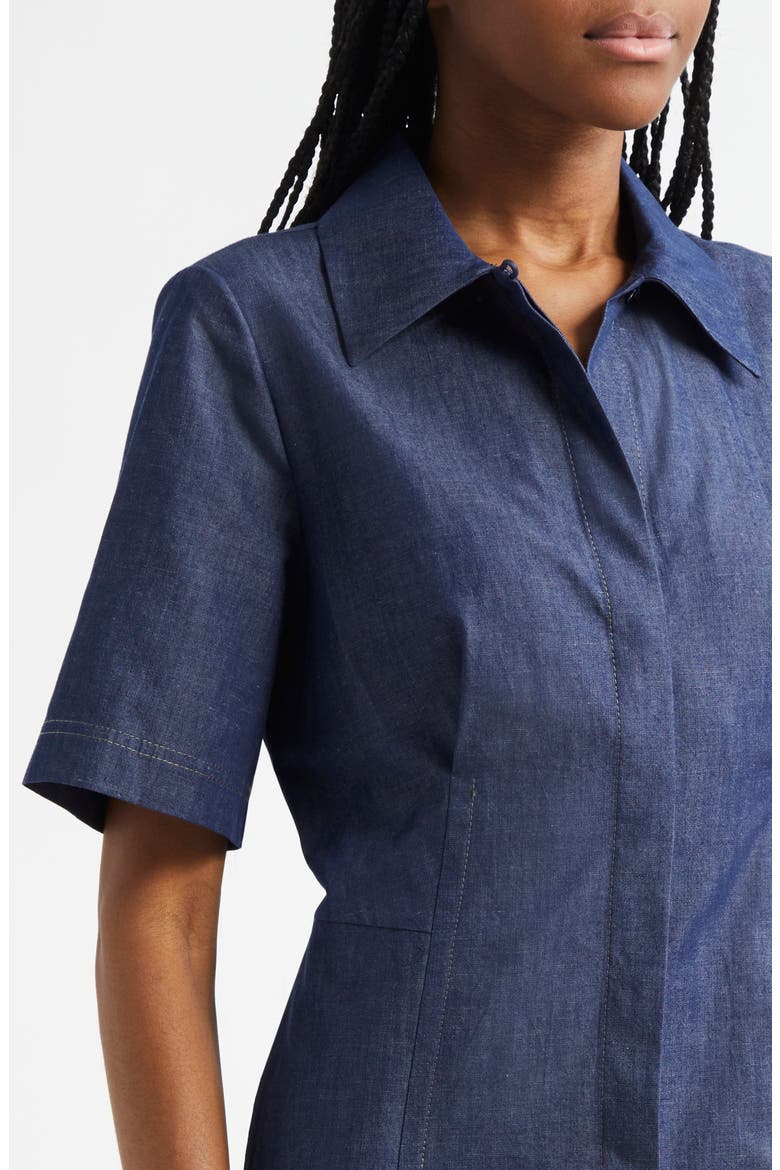 Fit & Flare Denim Shirtdress, Alternate, color, DEEP INDIGO