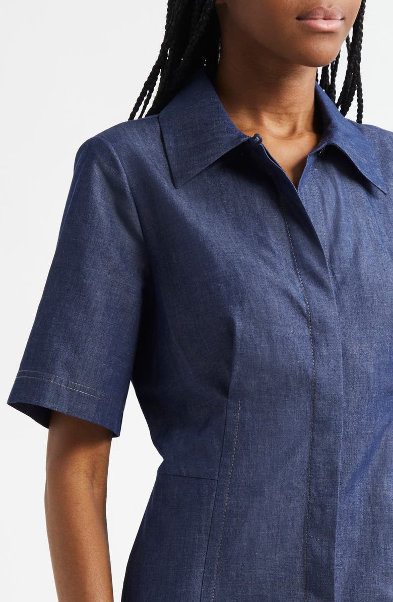 Vince Fit & Flare Denim Shirtdress, Alternate, color, Deep Indigo
