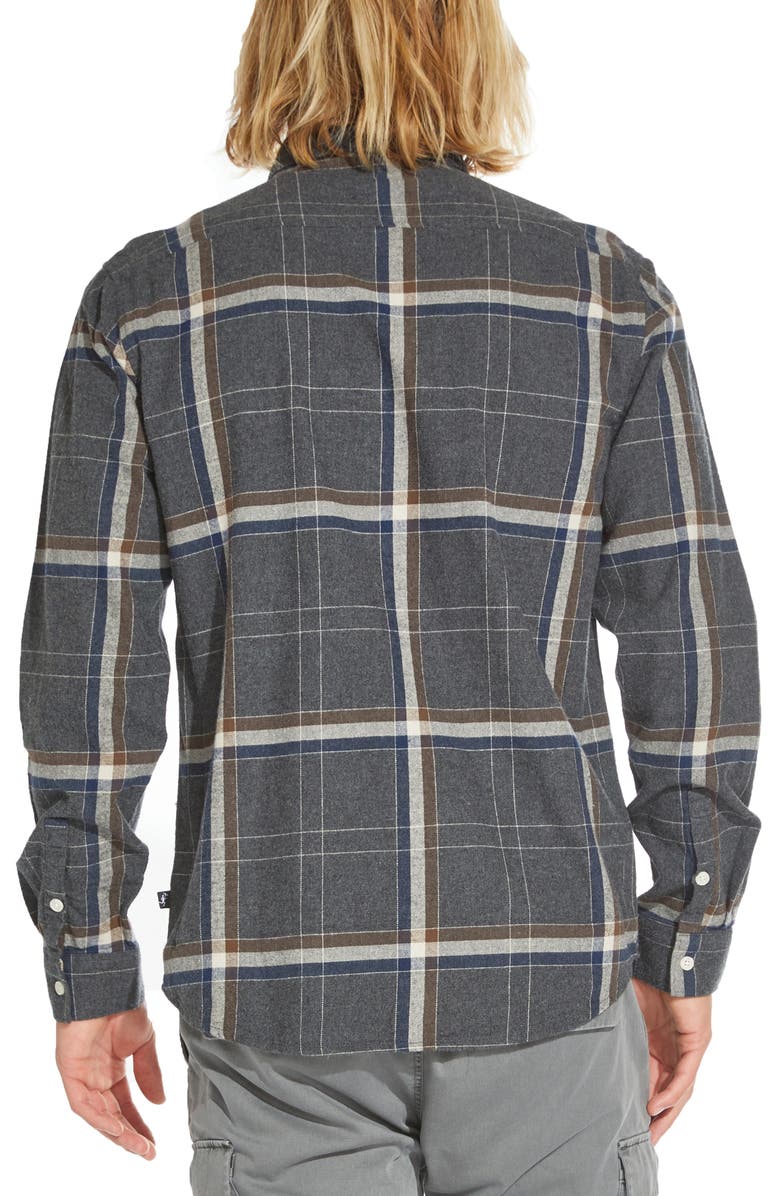 Civil Society Plaid Cotton Flannel Button-Up Shirt, Alternate, color, Heather Dark Charcoal