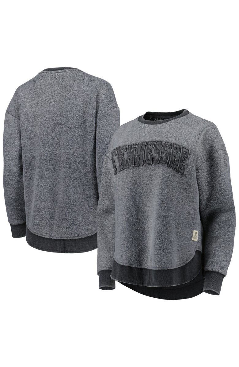 PRESSBOX Women's Pressbox Black Tennessee Volunteers Ponchoville Pullover Sweatshirt, Main, color, 