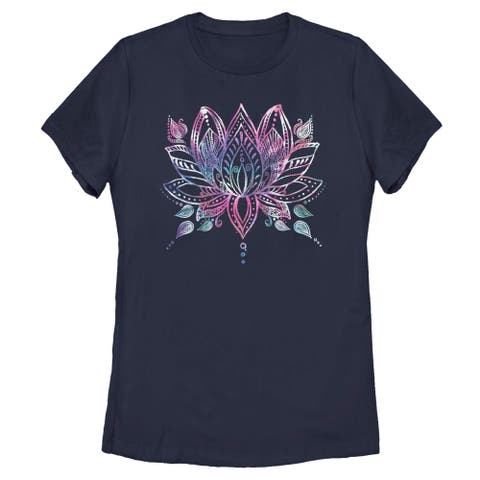 Women's Lost Gods Lotus Flower Sketch  Graphic T-Shirt