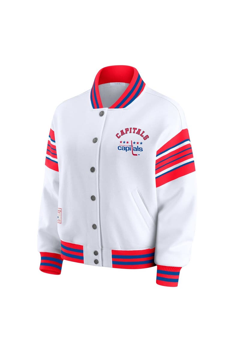 Women's WEAR by Erin Andrews White/Red Washington Capitals Full-Snap Fleece Sweatshirt Jacket, Alternate, color, Red