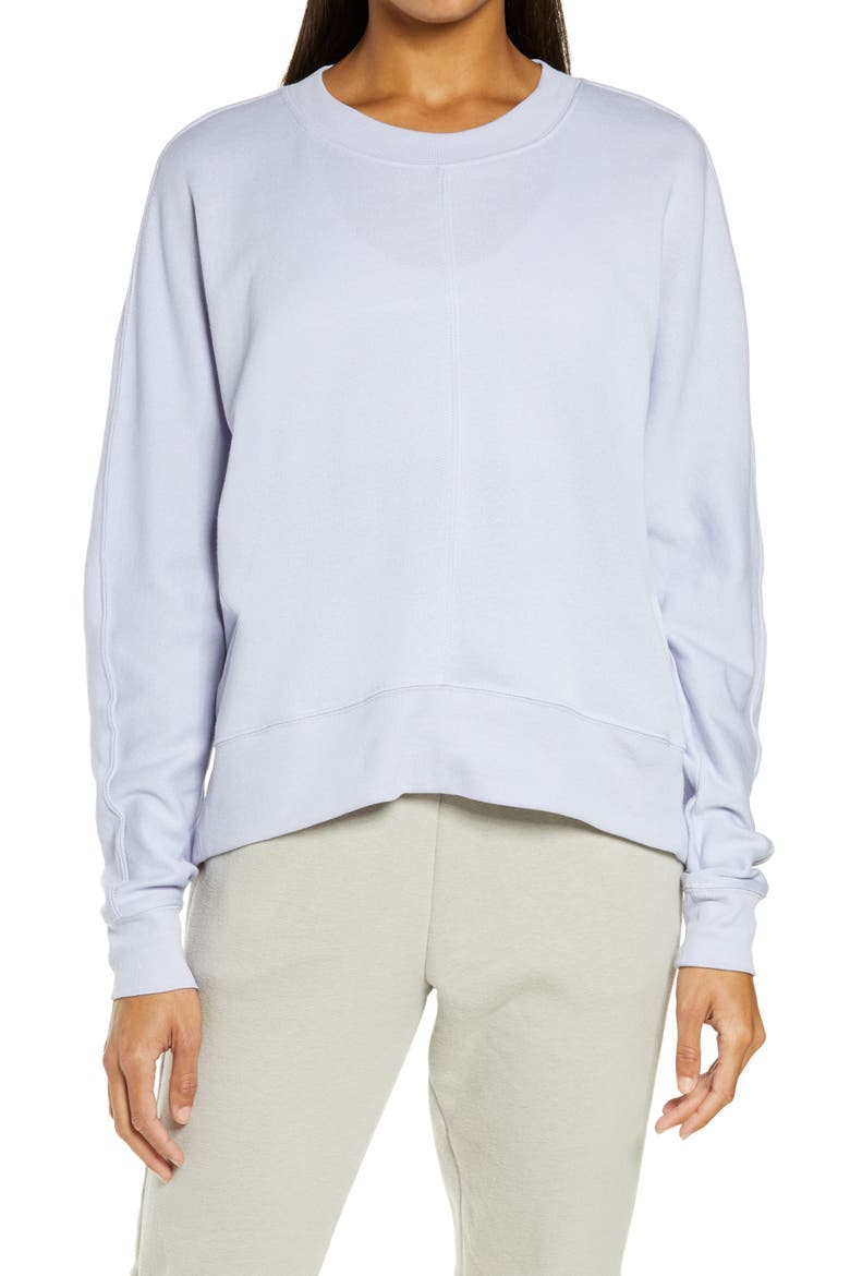 Carey Crew High/Low Sweatshirt, Main, color, PURPLE COSMIC