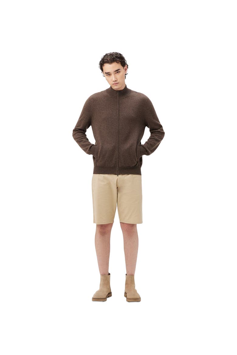 Essential Full-Zip Cashmere Cardigan, Alternate, color, cocoa