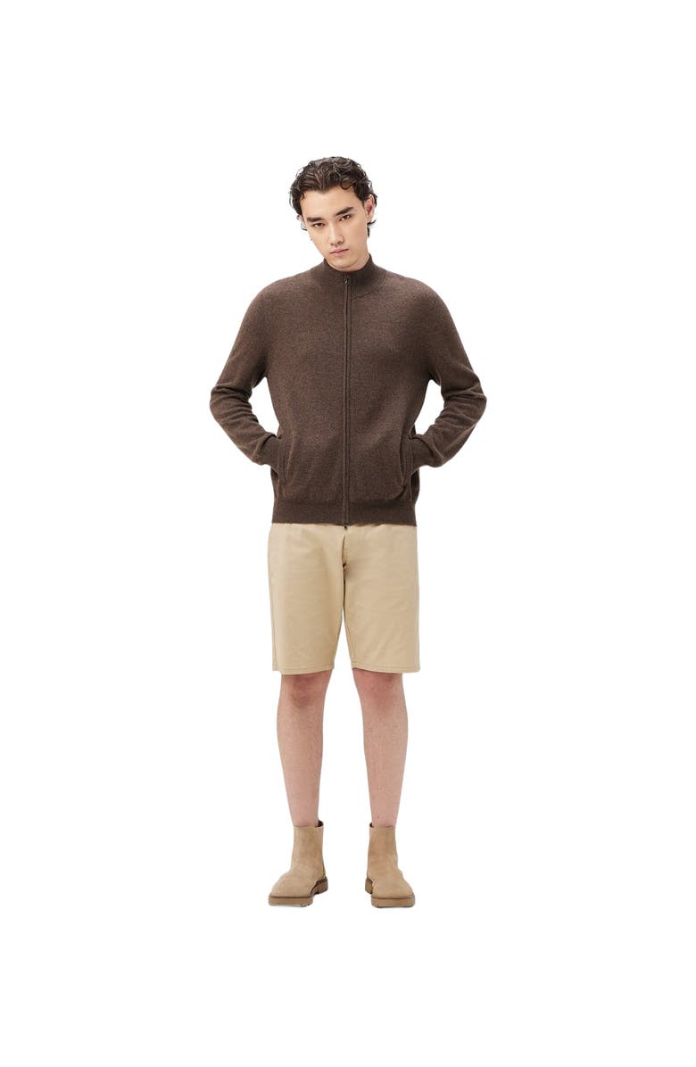 GOBI Mongolian Cashmere Essential Full-Zip Cashmere Cardigan, Alternate, color, Cocoa