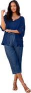 Roaman's Plus Size Scallop Trim Crochet Cardigan