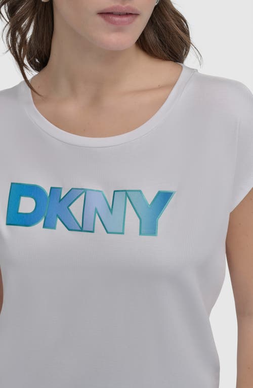 Shop Dkny Raised Logo Cotton Graphic T-shirt In White
