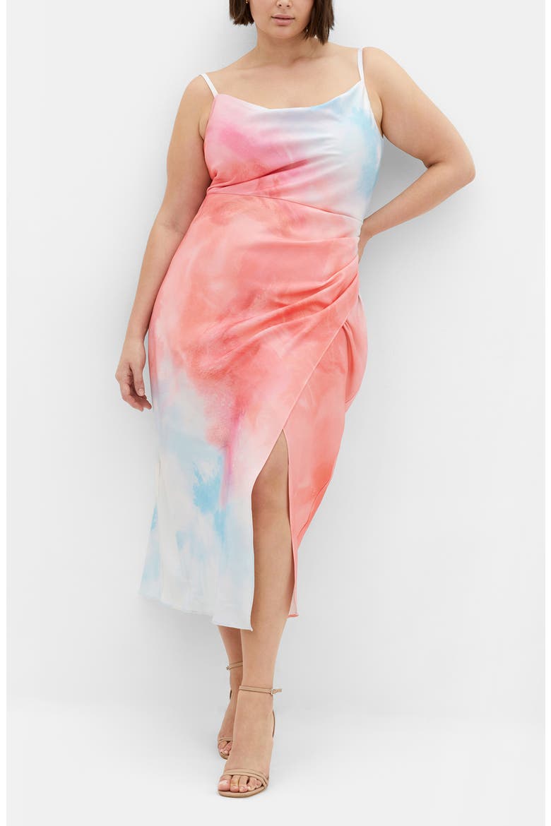 Mali Print Evening Dress, Main, color, SUNSET OMBRE