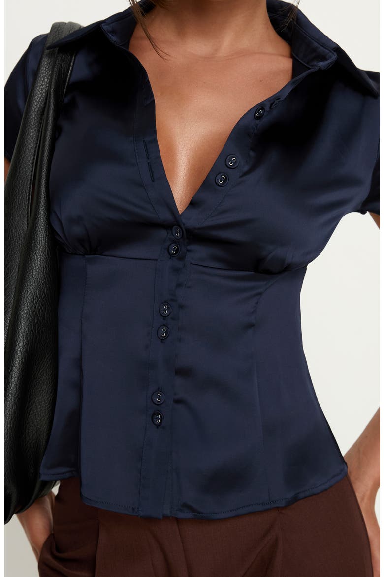 Cottesloe Satin Top, Alternate, color, NAVY