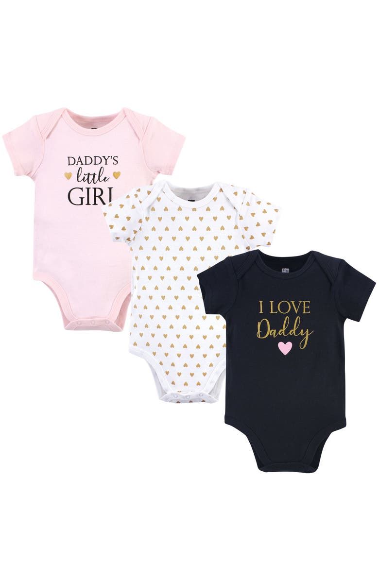 Hudson Baby Cotton Bodysuits 3-Pack, Main, color, Girl Daddy