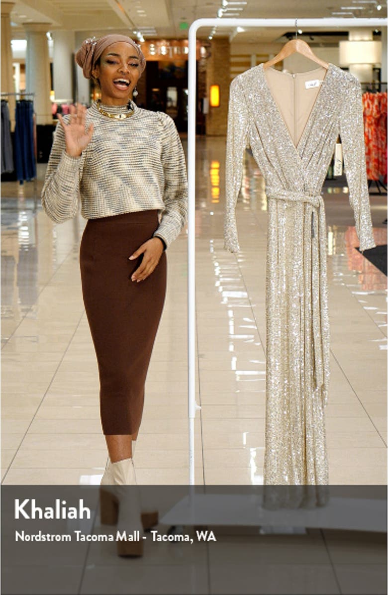 Sequin Wrap Front Long Sleeve Jumpsuit, sales video thumbnail