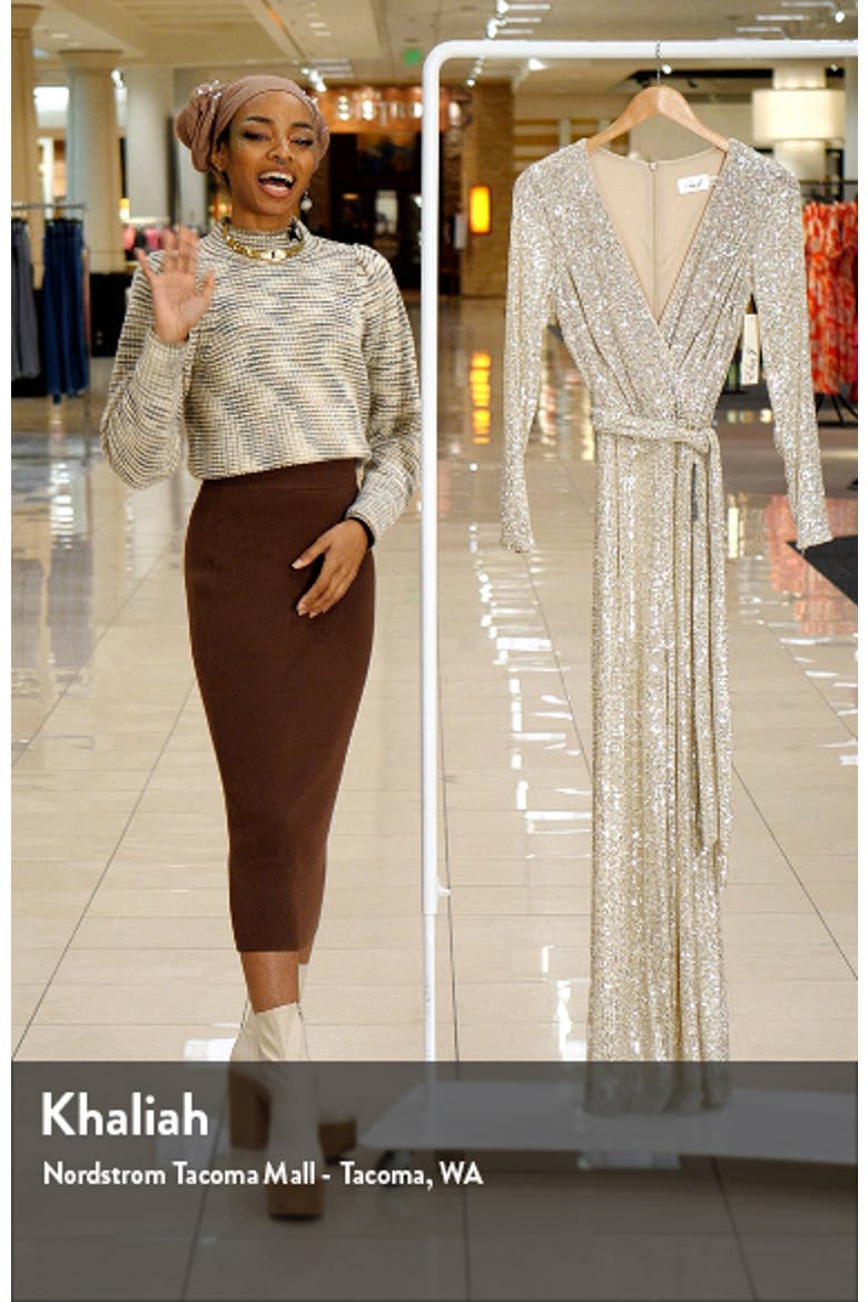Sequin Wrap Front Long Sleeve Jumpsuit video