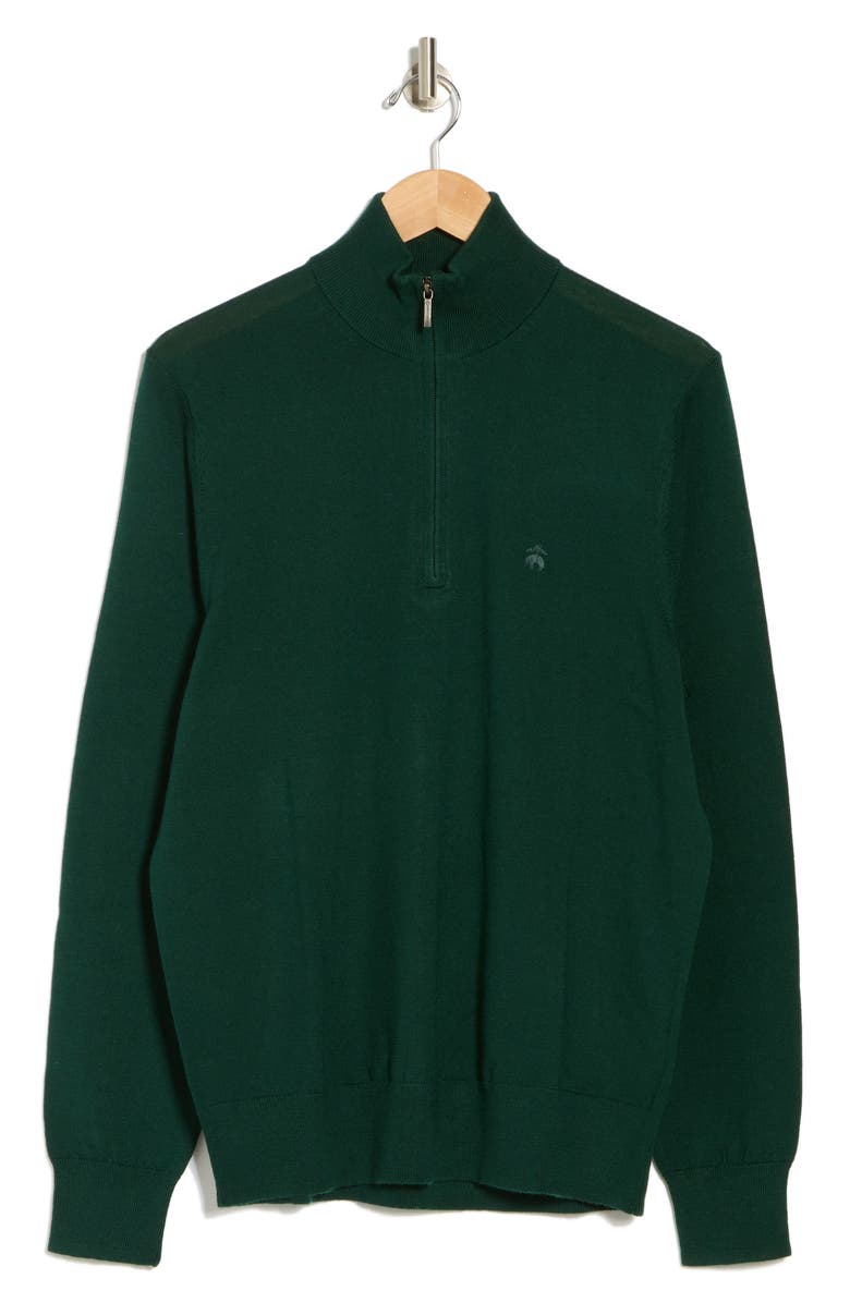 Brooks Brothers Merino Wool Quarter Zip Sweater, Alternate, color, Dark Green