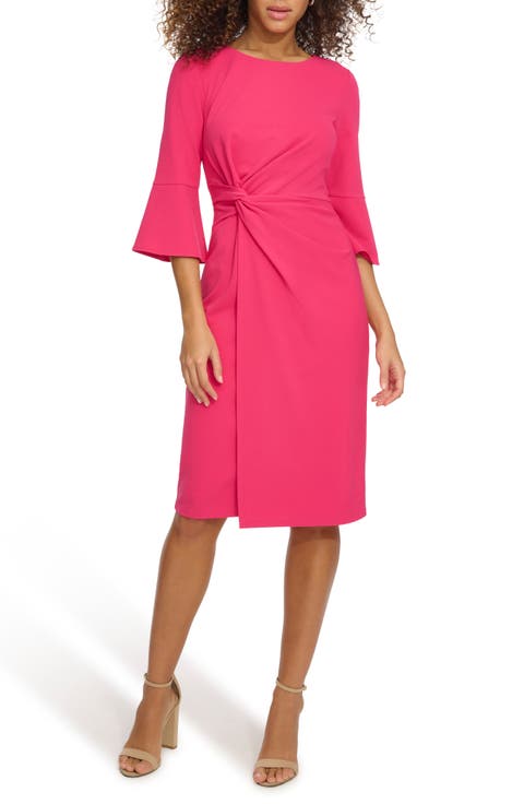 Elbow Length Bell Sleeve Sheath Dress