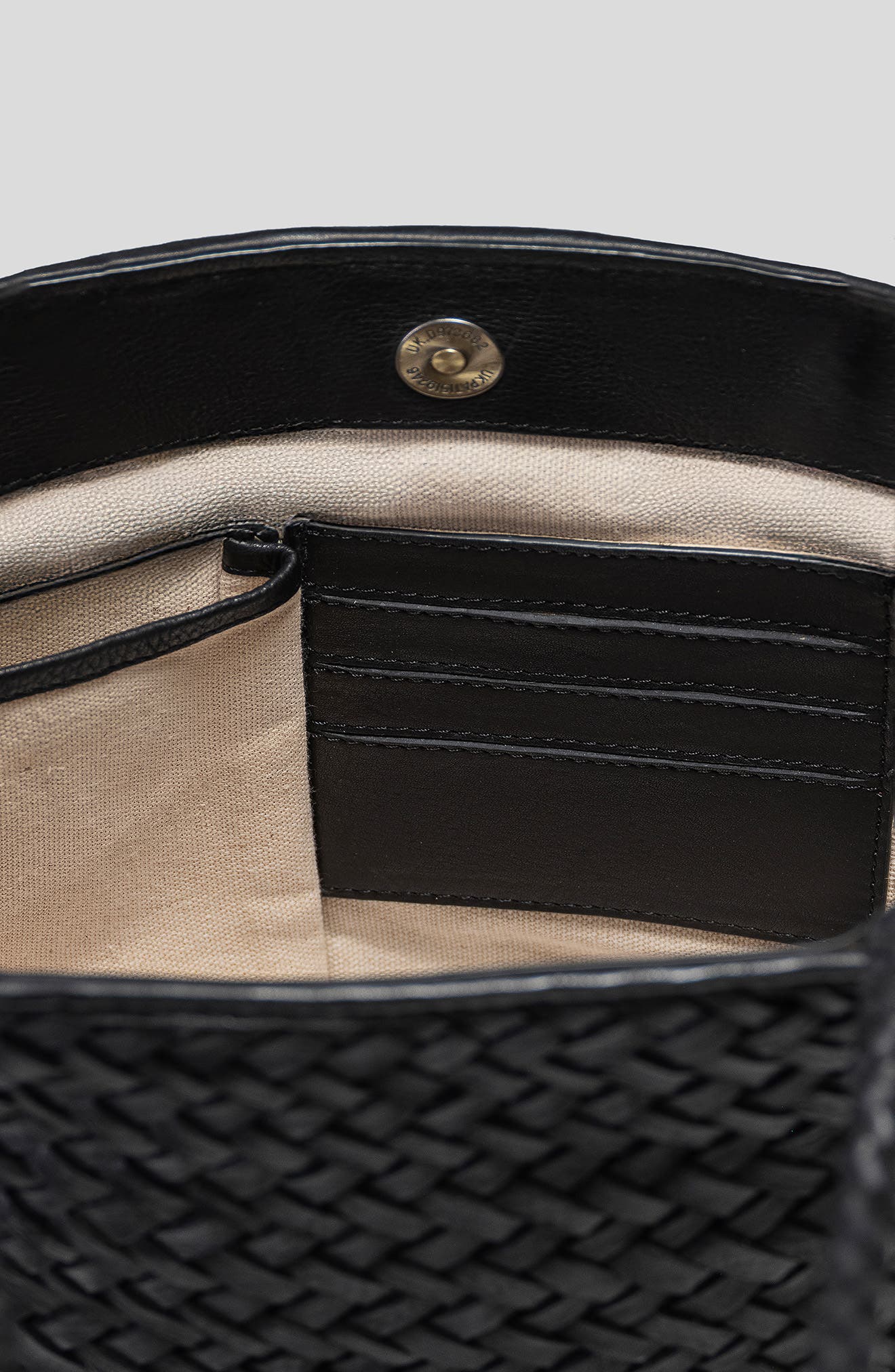 Écotorie Arlington Woven Leather Bucket Bag, Alternate, color, Black