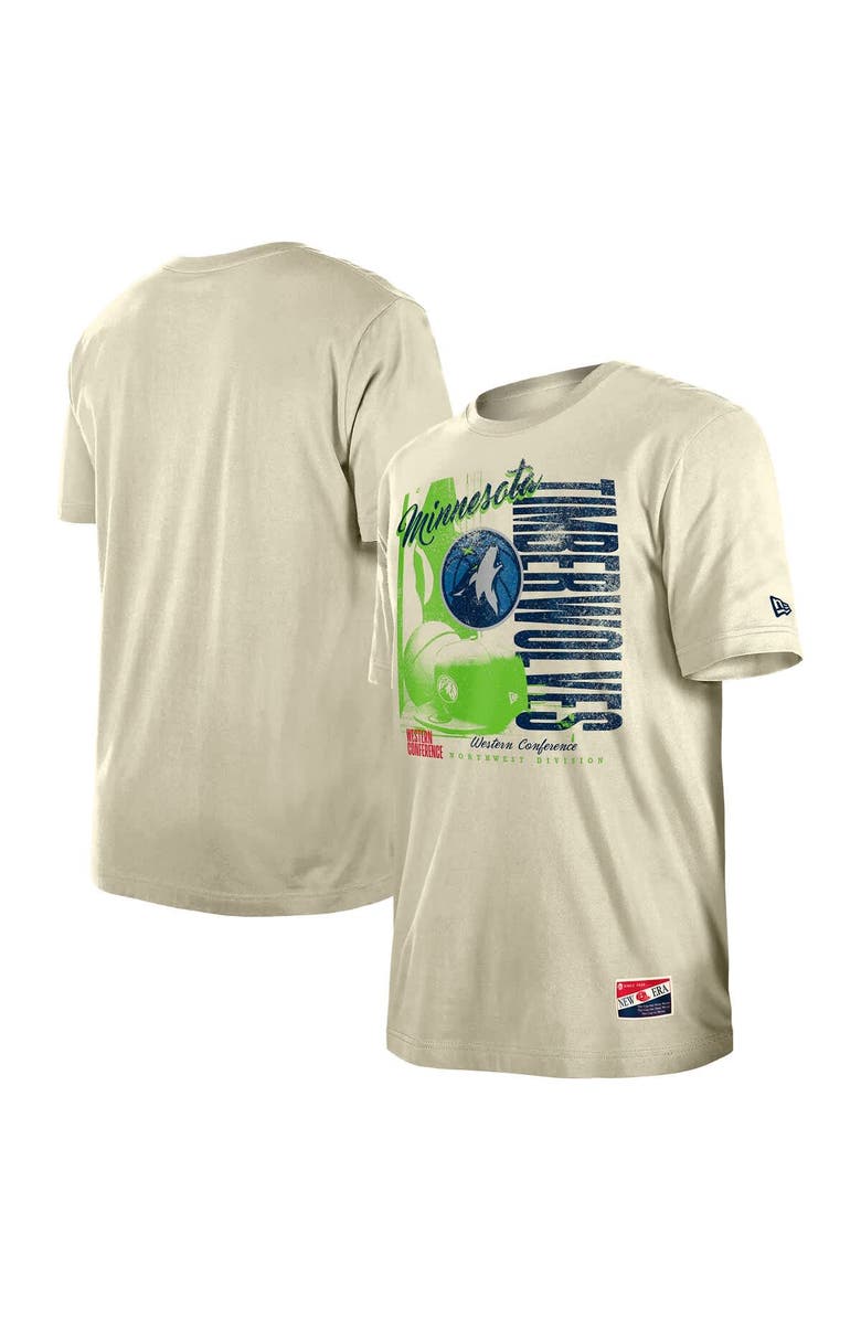 New Era Men's New Era Cream Minnesota Timberwolves Distressed Throwback Vintage Color Pack T-Shirt, Main, color, Cream