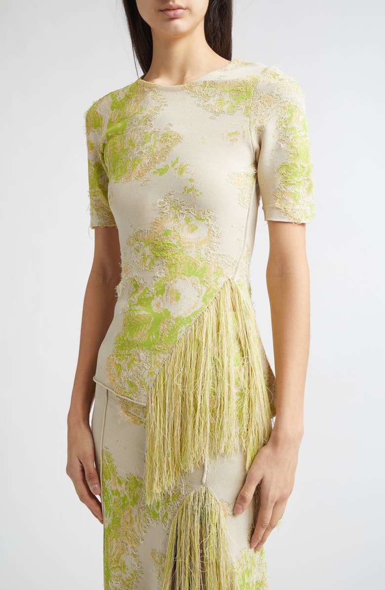 Erdem French Fray Short Sleeve Knit Top, Alternate, color, Chartreuse