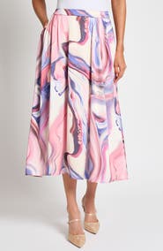 Misook Heritage Fit Watercolor Crepe Maxi Skirt
