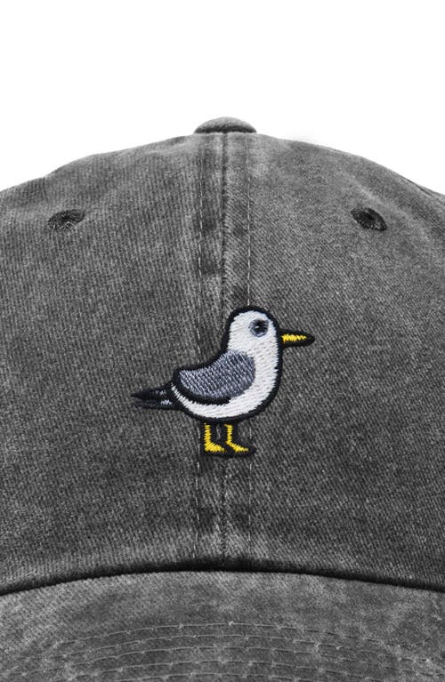 Dalix Seagull Embroidered Everyday Cap In Washed Black