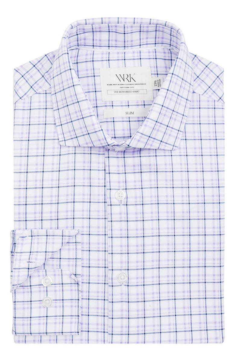 W.R.K Slim Fit Plaid Reworked Dress Shirt, Alternate, color, White/ Purple