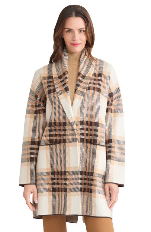 Jones New York Shawl Collar Plaid Coat In Metallic