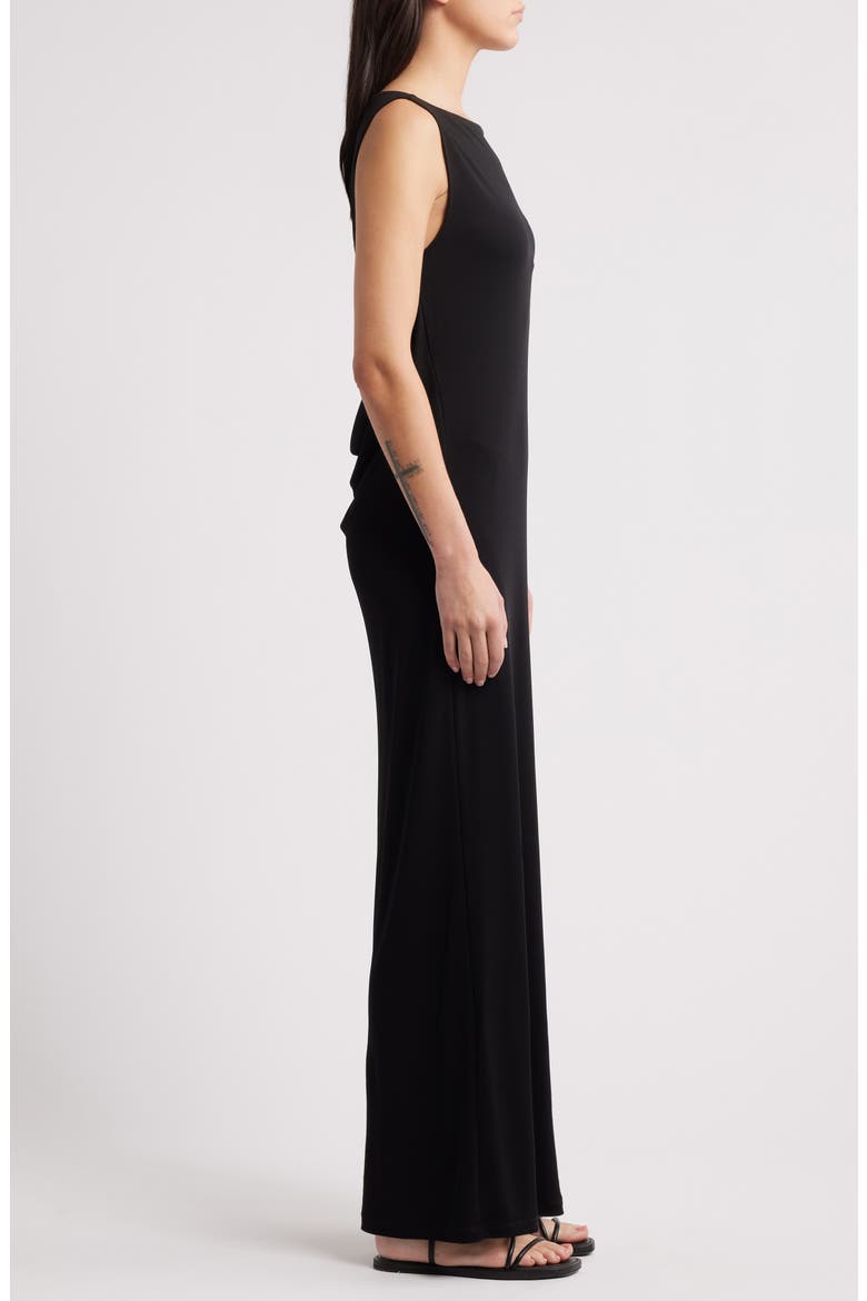 Drape Sleeveless Cutout Maxi Dress, Alternate, color, BLACK