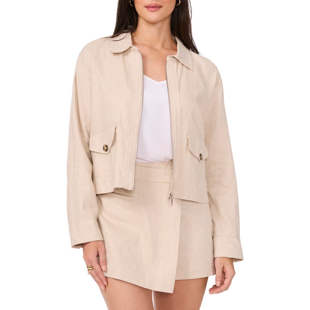 Vince Camuto Zip Front Jacket In Almond