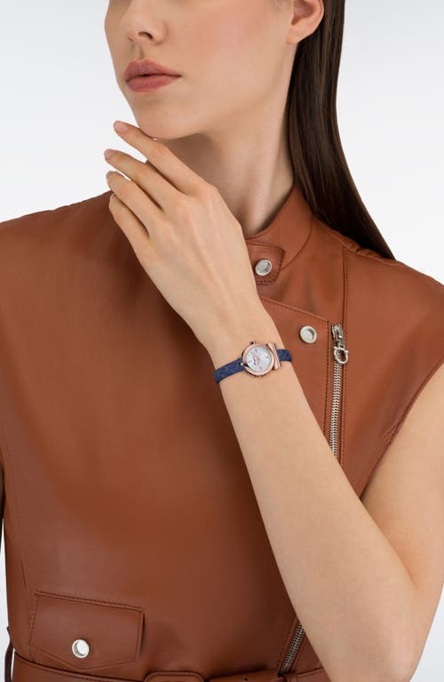 Ferragamo Women's Gancino Ip Rose Gold & Leather Strap Watch In Rose Gold
