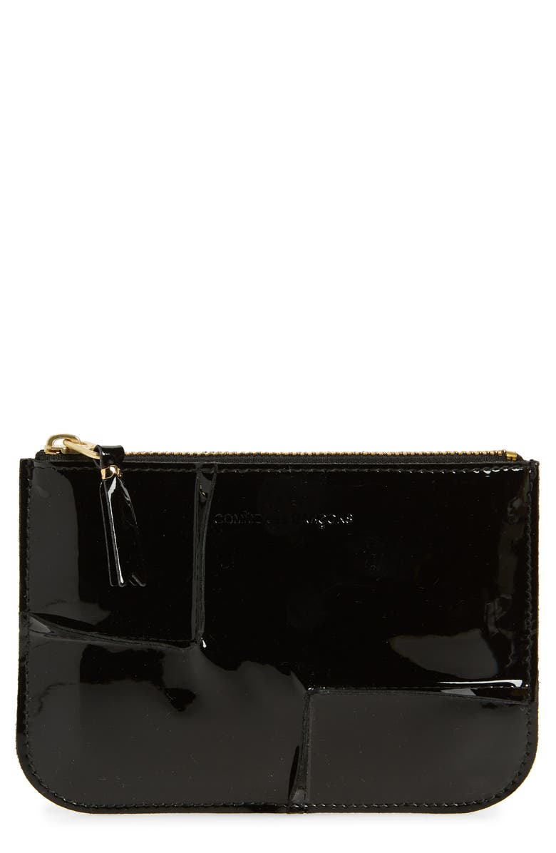 Comme des Garçons Wallets Seam Detail Leather Zip Pouch, Main, color,