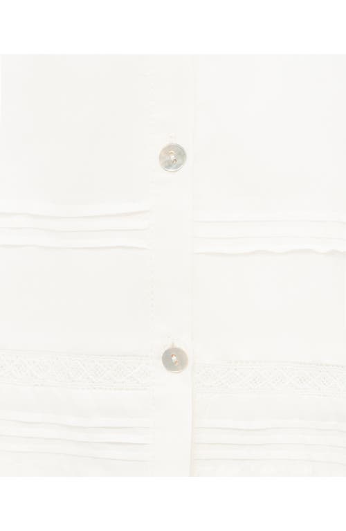 Mango Pintuck Accent Sleeveless Cotton Nightgown In White