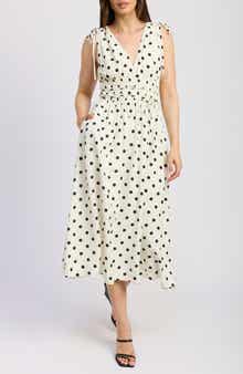 En Saison Harley Print Shirred Sleeveless Maxi Dress