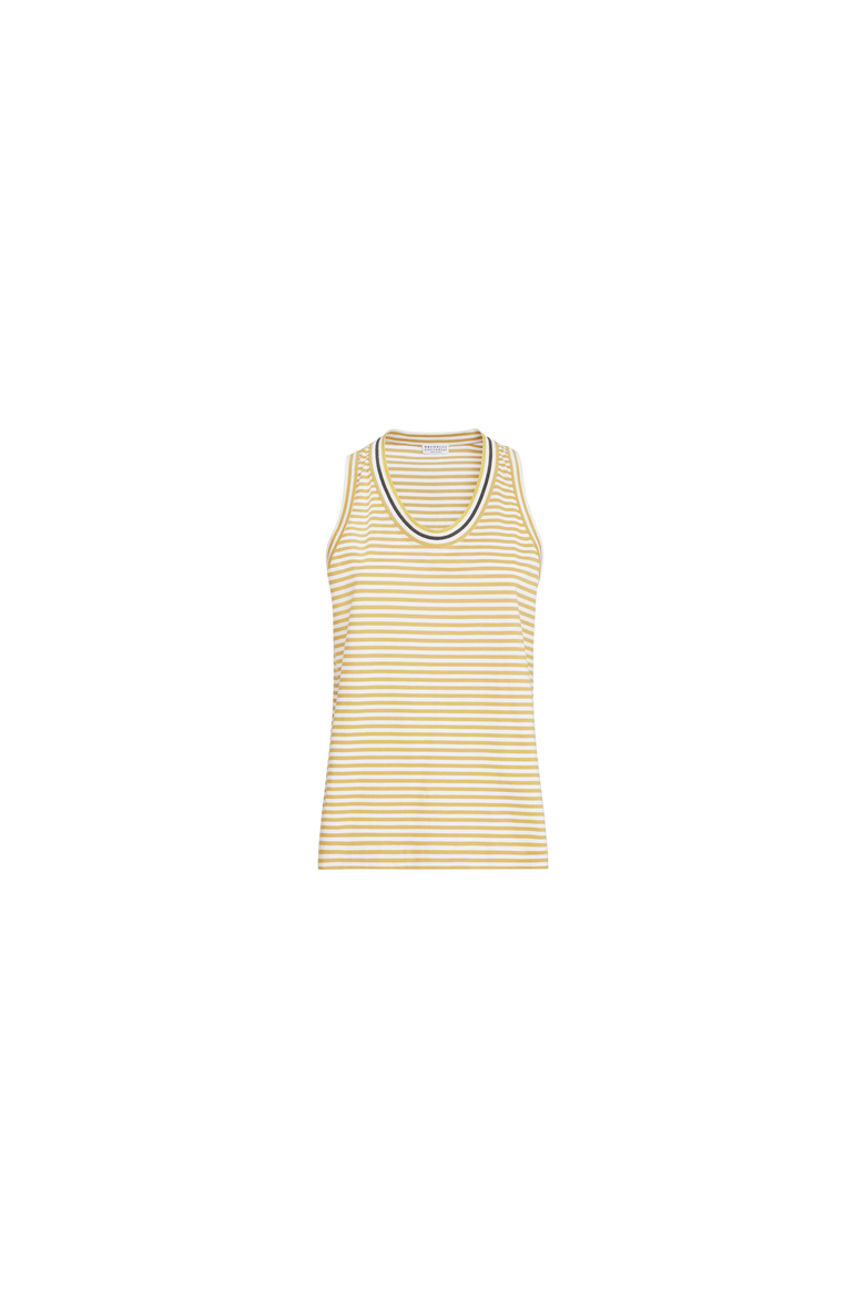 Striped jersey top with monili, Main, color, Yellow