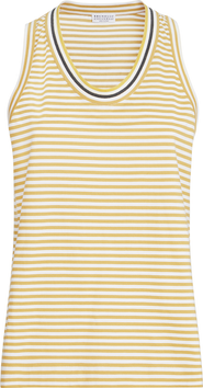 Brunello Cucinelli Striped jersey top with monili