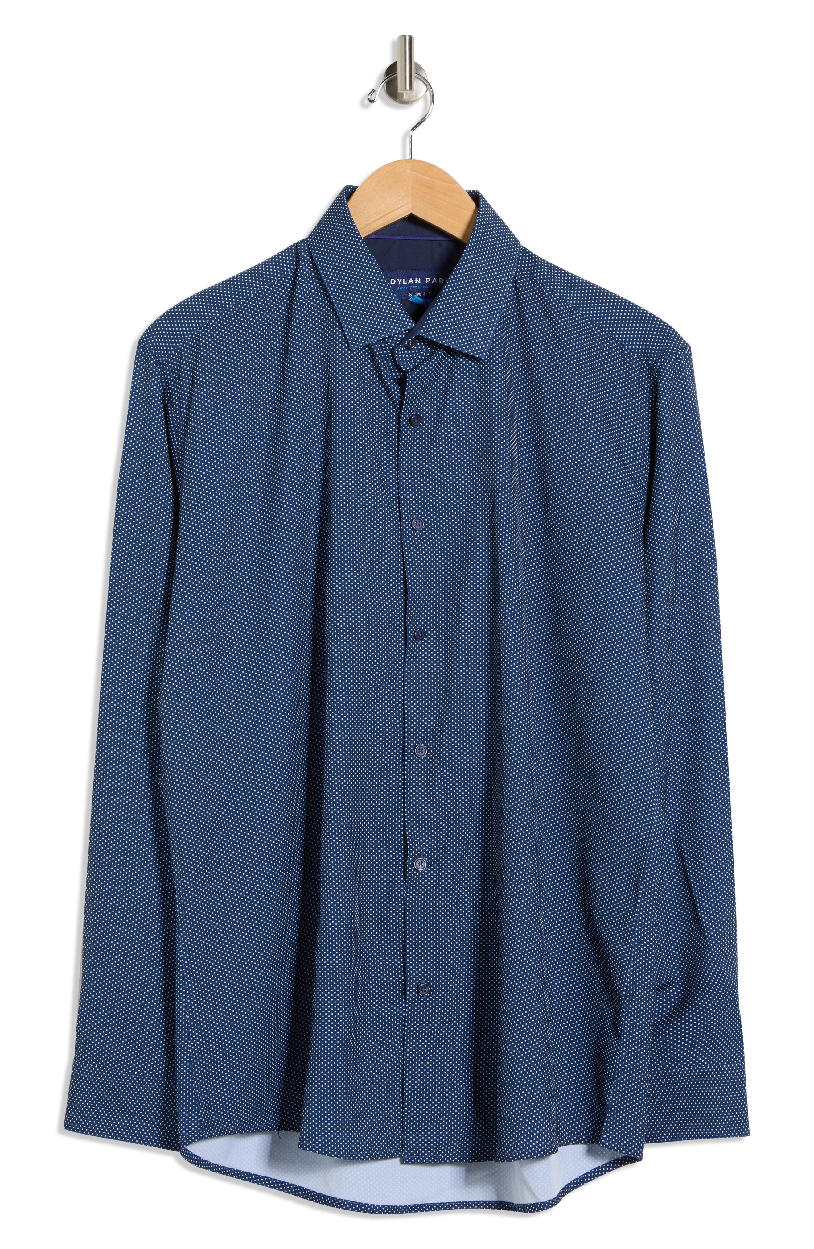 DYLAN PARK Slim Fit Perfect Stretch Long Sleeve Button Down Shirt