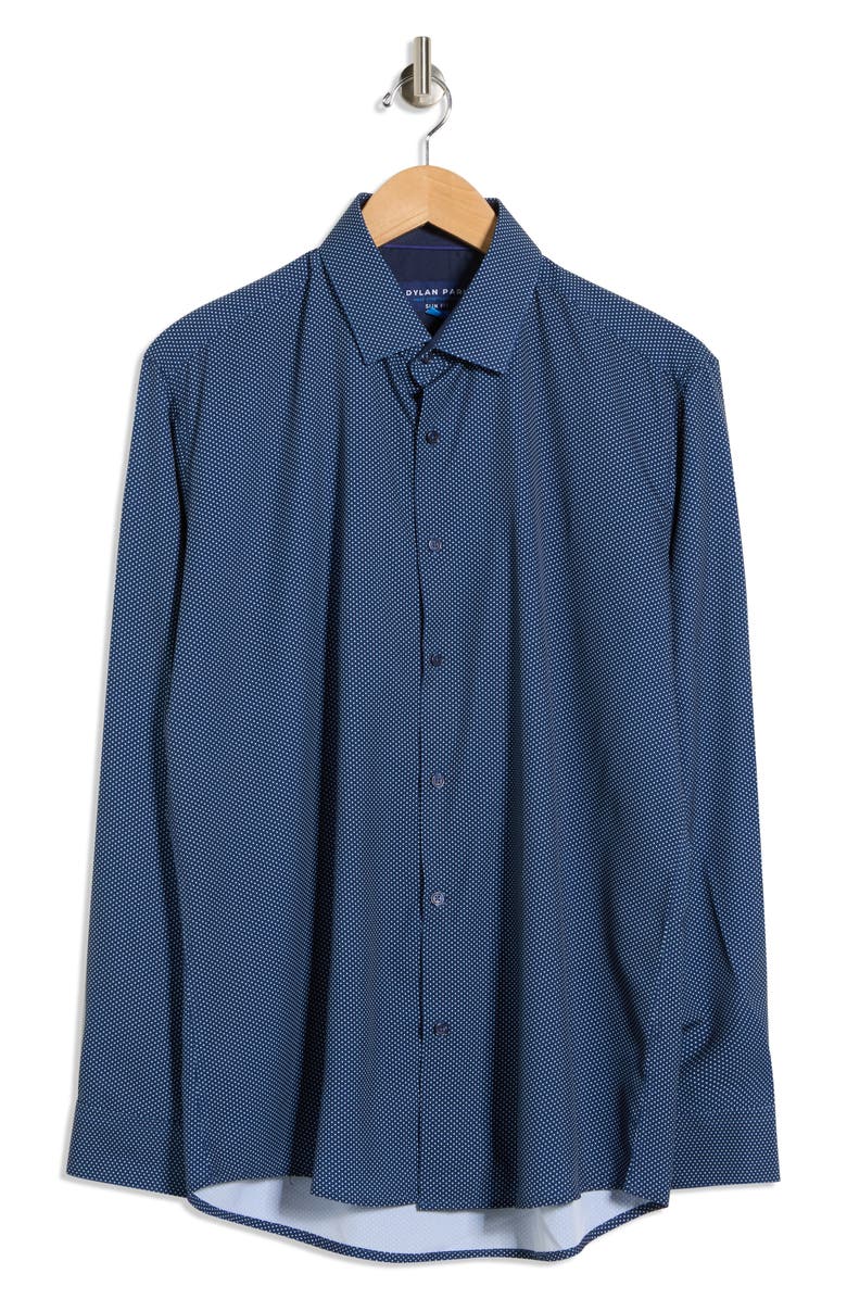 DYLAN PARK Slim Fit Perfect Stretch Long Sleeve Button Down Shirt, Main, color, Navy