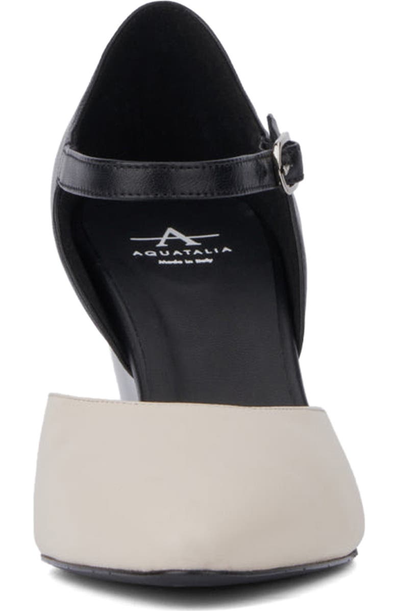 Aquatalia Penelopy Ankle Strap Weatherproof Pointed Toe Wedge Pump, Alternate, color, Off White/ Black