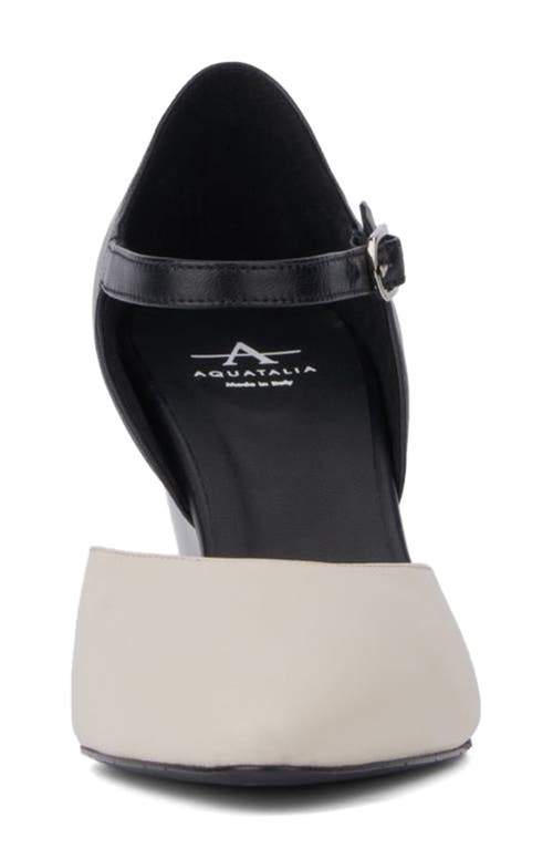 Aquatalia Penelopy Ankle Strap Pointed Toe Wedge Pump In Off White/black