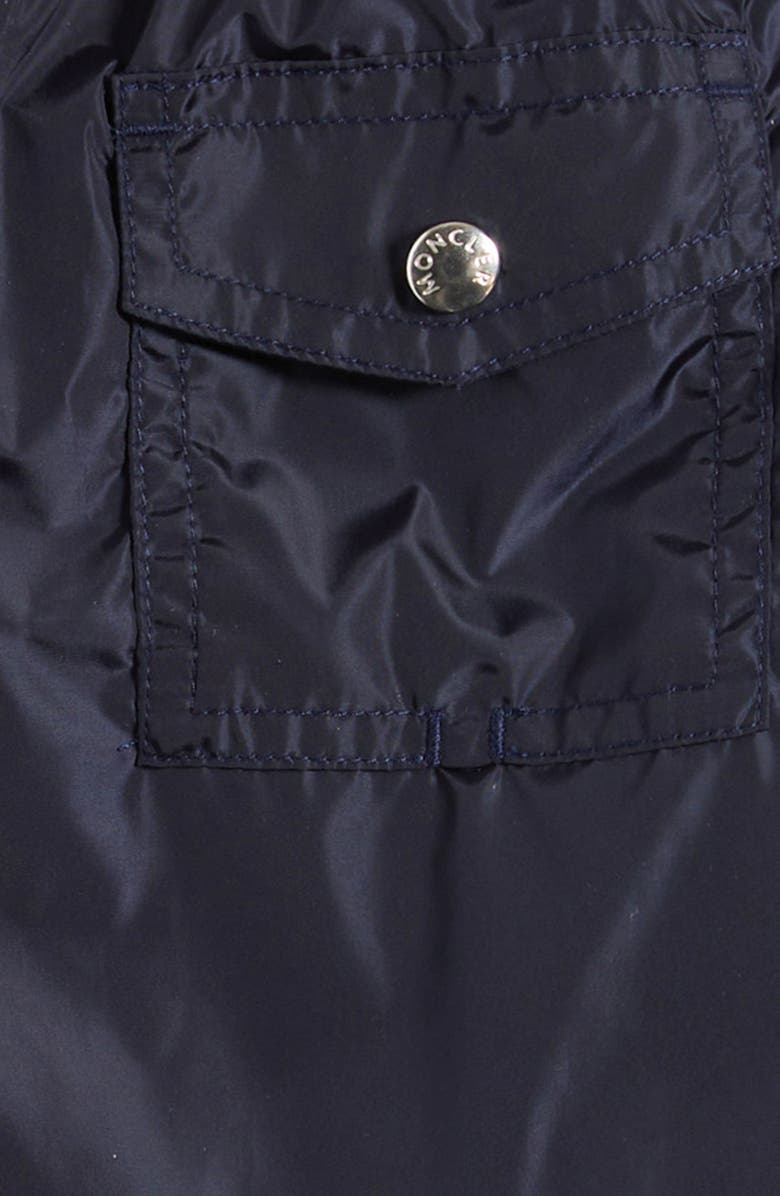 Moncler Kids' Logo Patch Swim Trunks, Alternate, color, Navy