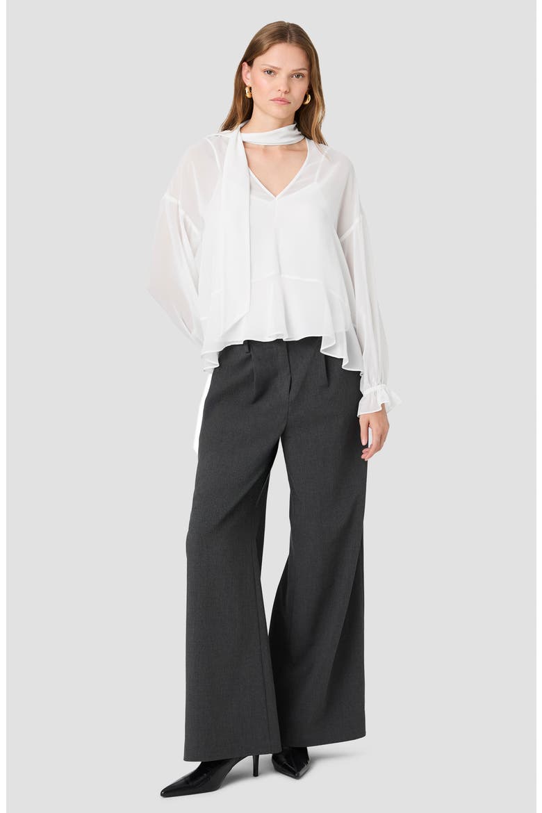 Marina Chiffon Long Sleeve Top, Alternate, color, WINTER WHITE