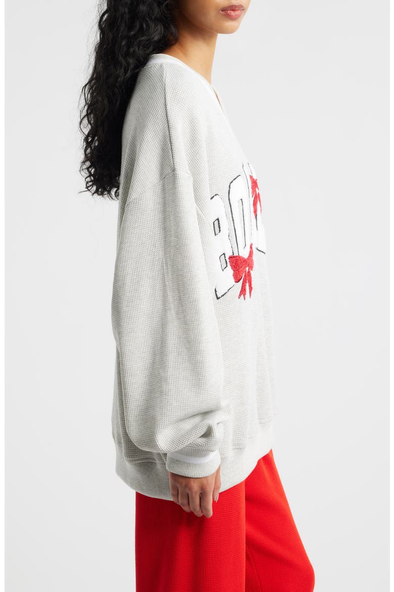 Wrap Me in a Bow Hayley V-Neck Sweatshirt, Alternate, color, HEATHER GREY