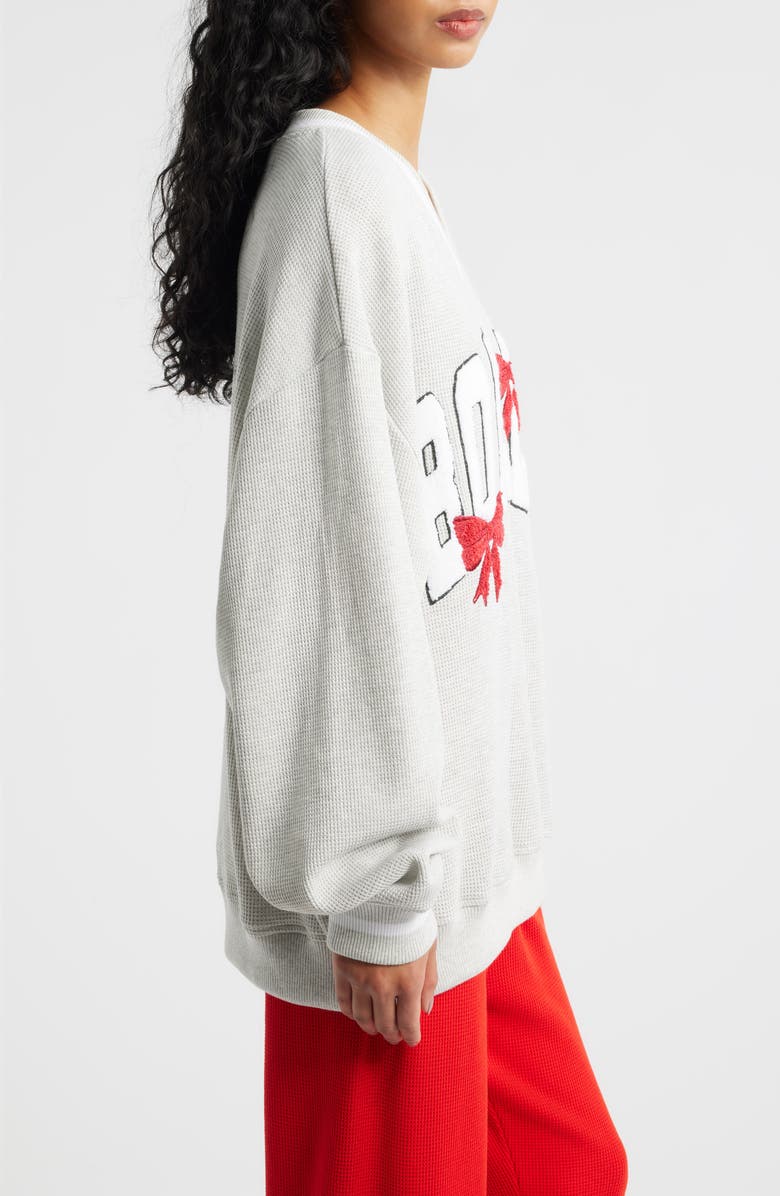 BOYS LIE Wrap Me in a Bow Hayley V-Neck Sweatshirt, Alternate, color, Heather Grey